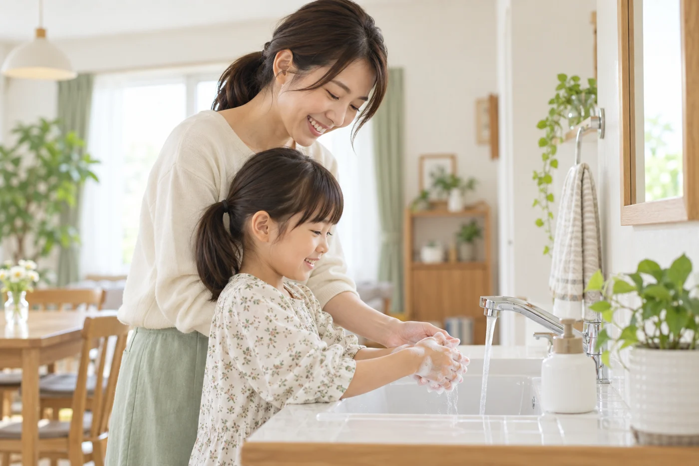 手洗いをする親子のイメージ